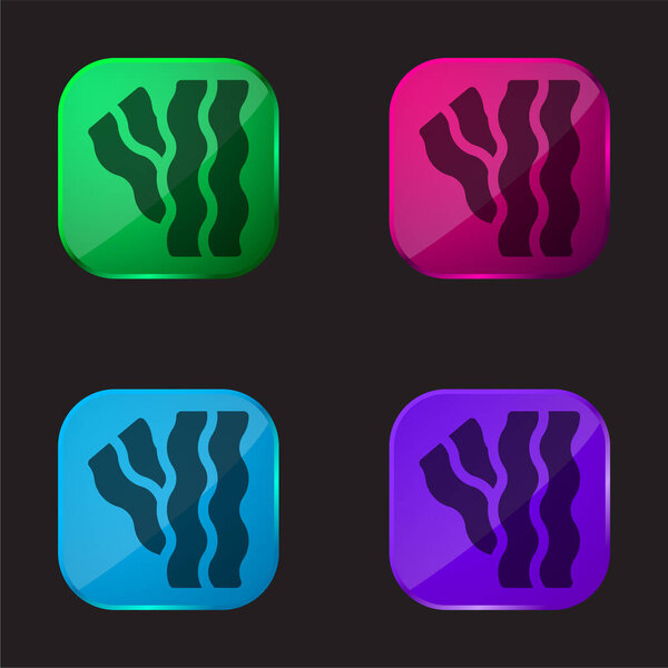 Bacon four color glass button icon