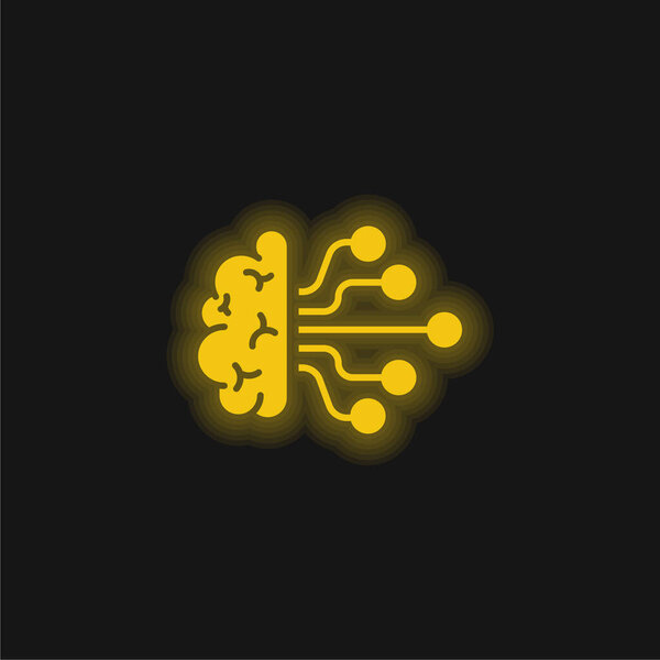 Желтый светящийся неоновый значок