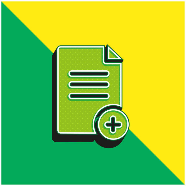 Добавить File Green и желтый современный 3d векторный логотип