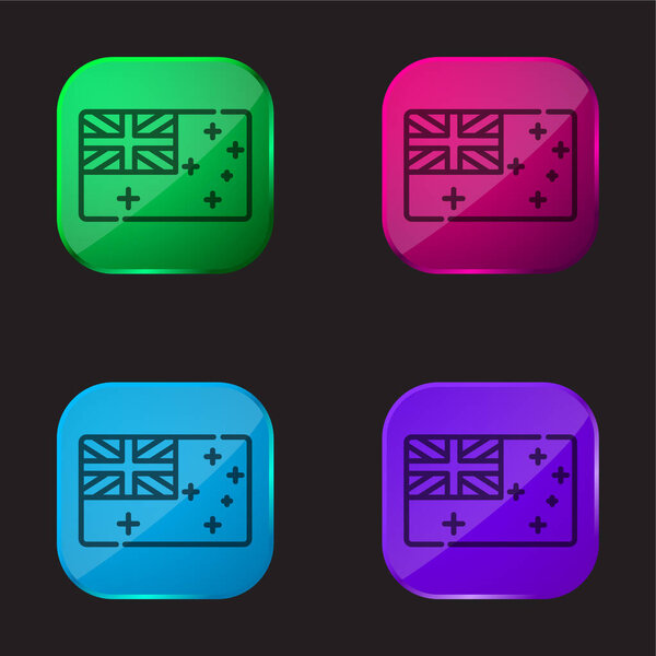 Australia four color glass button icon