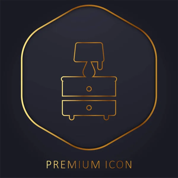 Mesita Noche Línea Dorada Logotipo Premium Icono — Vector de stock