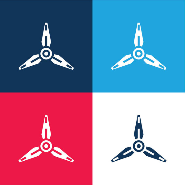 Blades blue and red four color minimal icon set