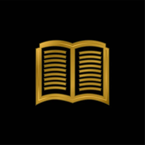 Livro Aberto Símbolo Banhado Ouro Ícone Metálico Vetor Logotipo — Vetor de Stock