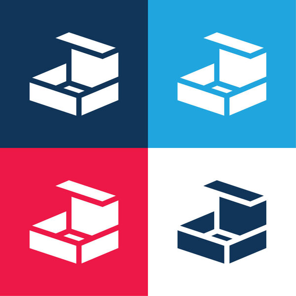 Коробка синий и красный четыре цвета минимальный набор значков