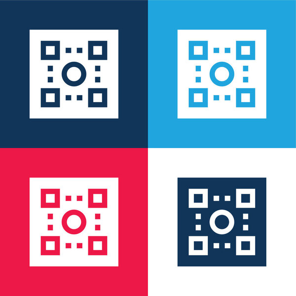 Board Game blue and red four color minimal icon set