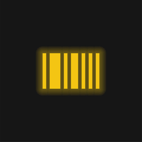 Barcode yellow glowing neon icon