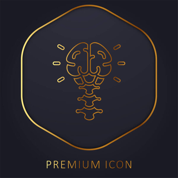 Brain golden line premium logo or icon