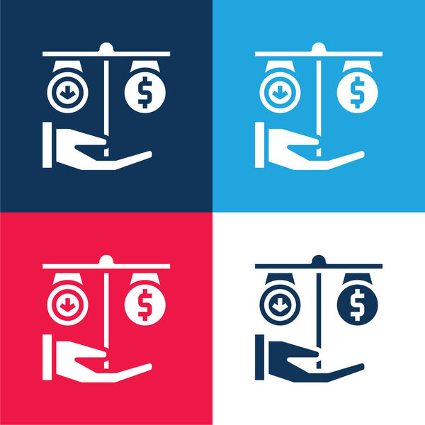 Balance blue and red four color minimal icon set