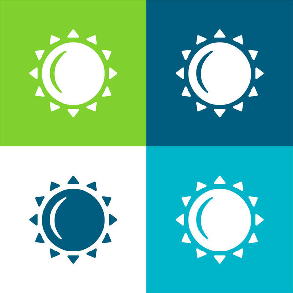 Big Sun Flat Four Color Minimal Icon Set — Stock Vector