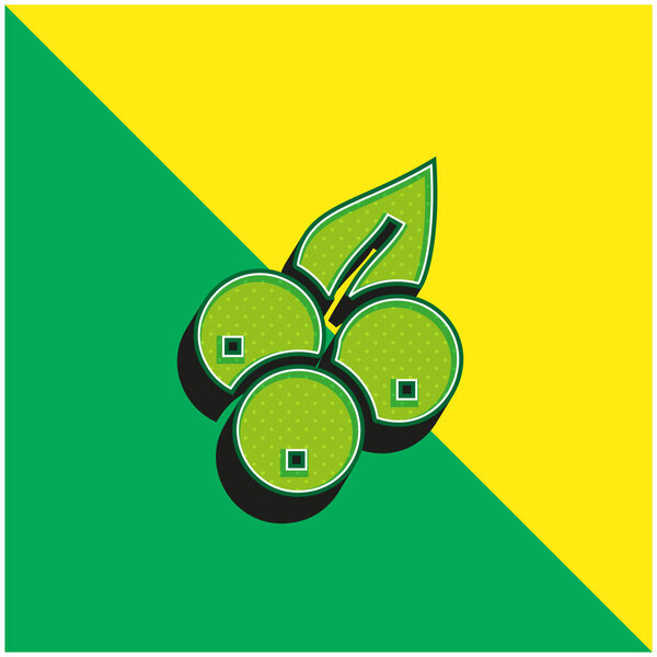 Blueberry Green and yellow modern 3d vector icon logo