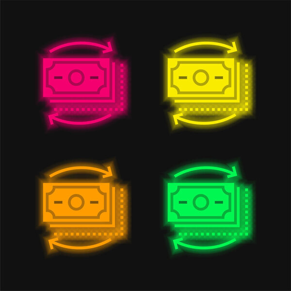 Банк четырехцветный светящийся неоновый вектор