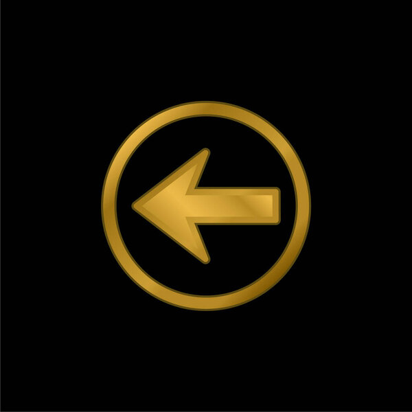 Back Navigational Arrow Button Pointing To Left gold plated metalic icon or logo vector