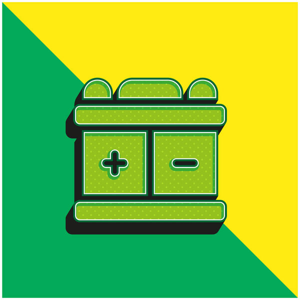 Батарея Зеленый и желтый современный 3d логотип вектора