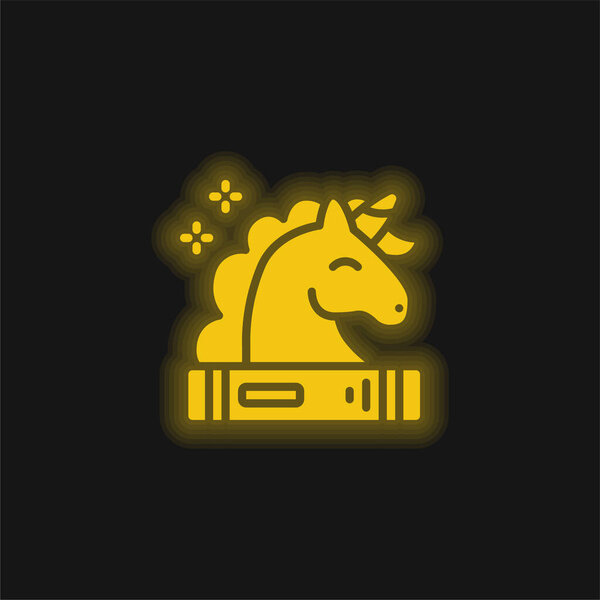 Libro Amarillo Brillante Icono Neón — Vector de stock