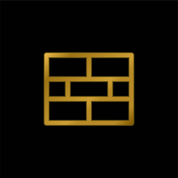 Позолоченная кирпичная стена, металлическая икона или вектор логотипа