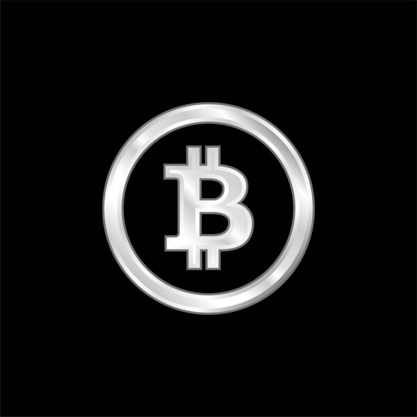 Серебристый металлический значок биткойна