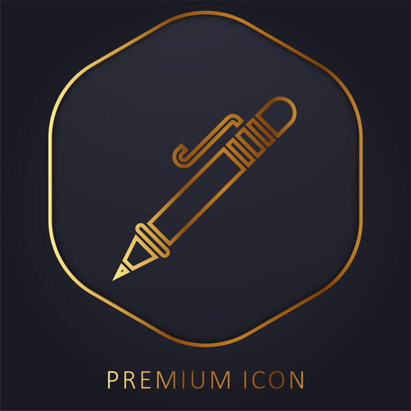 Ballpoint Pen golden line premium logo or icon