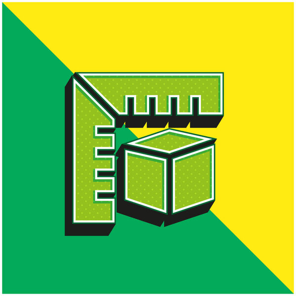 3D моделирование зеленый и желтый современный 3D логотип векторной иконки