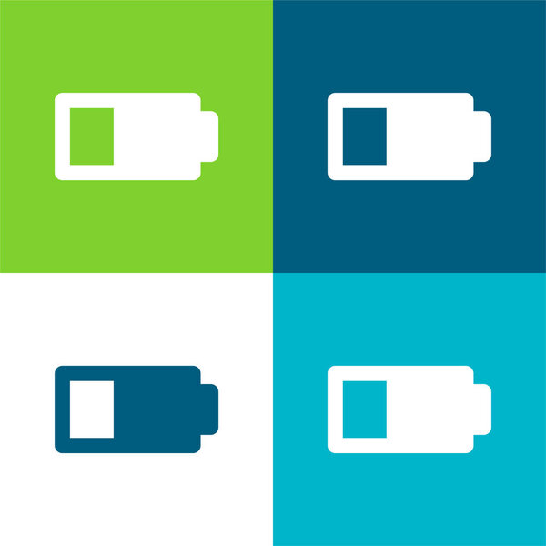 Знак состояния аккумулятора с зарядкой менее половины энергии Плоский четырехцветный минимальный набор значков