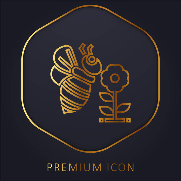 Bee golden line premium logo or icon