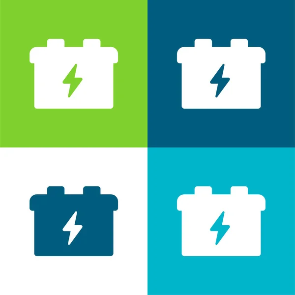 Battery Flat Four Color Minimal Icon Set — Stock Vector