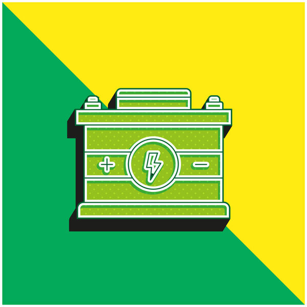 Battery Green and yellow modern 3d vector icon logo