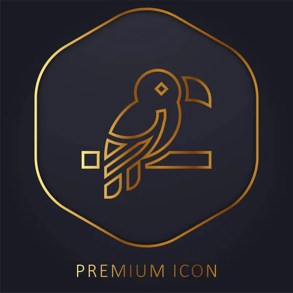 Bird Linha Dourada Logotipo Premium Ícone — Vetor de Stock