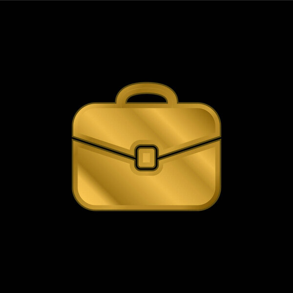 Black Rounded Suitcase Tool gold plated metalic icon or logo vector