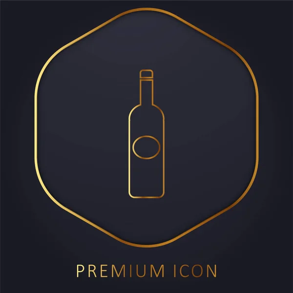 Bottle Dark Big Shape Oval Label Golden Line Premium Logo — Stock Vector