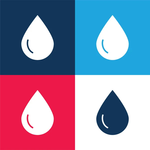 Blood Drop Blue Red Four Color Minimal Icon Set — Stock Vector