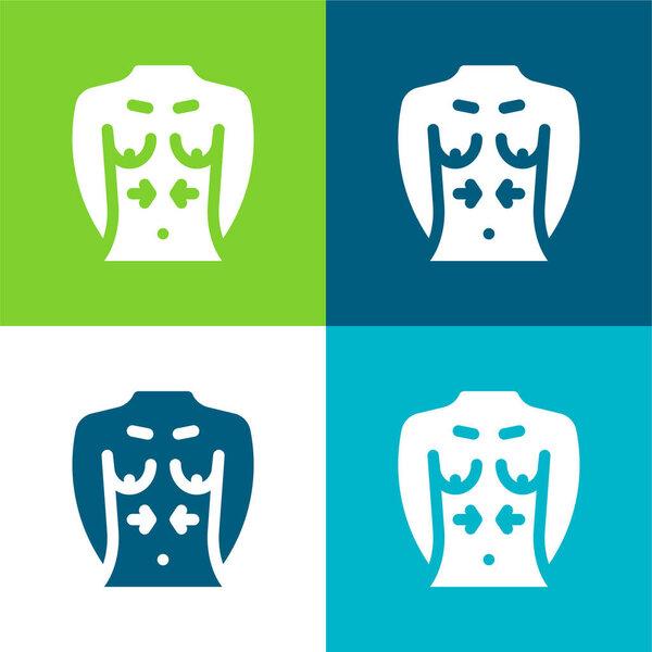 Breast Flat four color minimal icon set