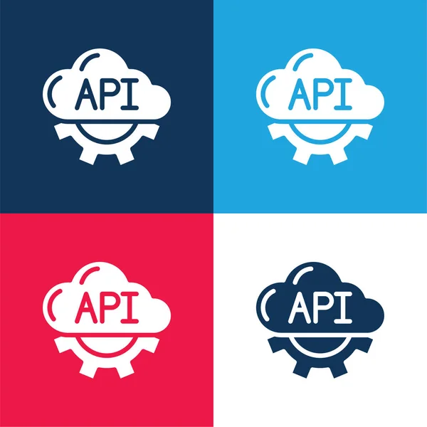 stock vector Api blue and red four color minimal icon set