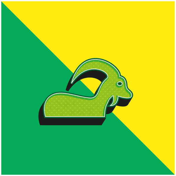Aries Sign With Big Horns Green and yellow modern 3d vector icon logo