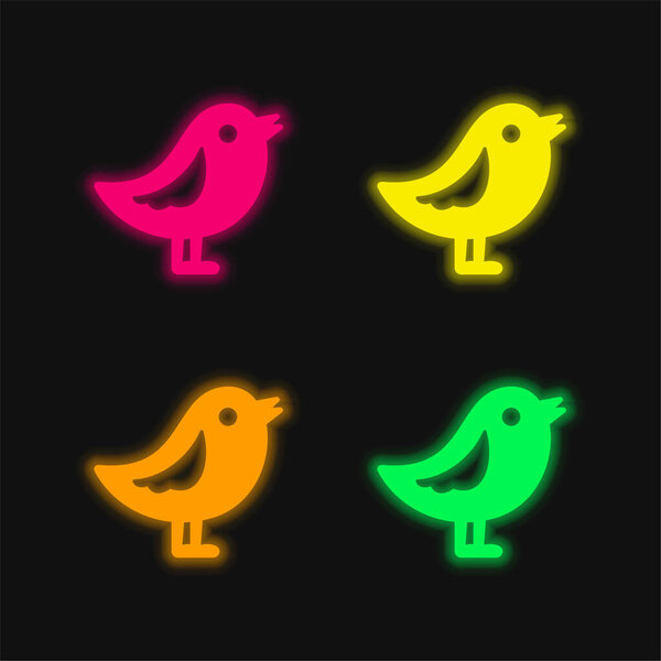 Иконка светящегося неонового вектора цвета птицы