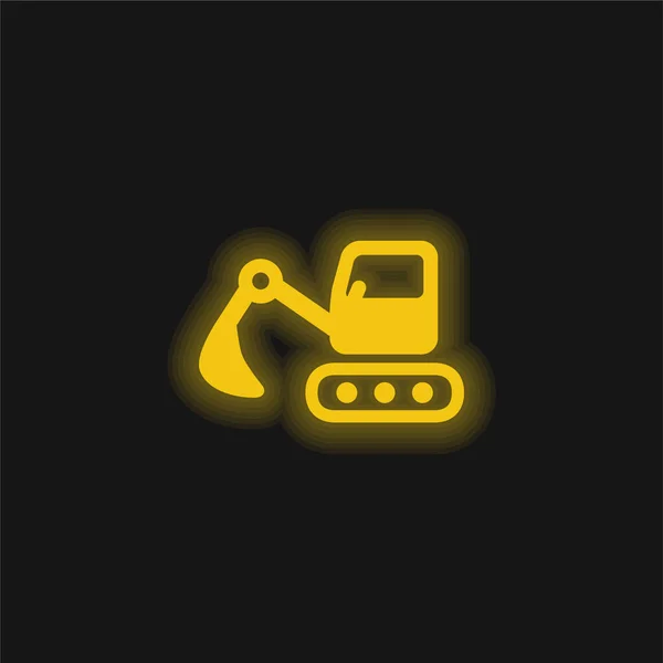 Backhoes Yellow Glowing Neon Icon — Stock Vector