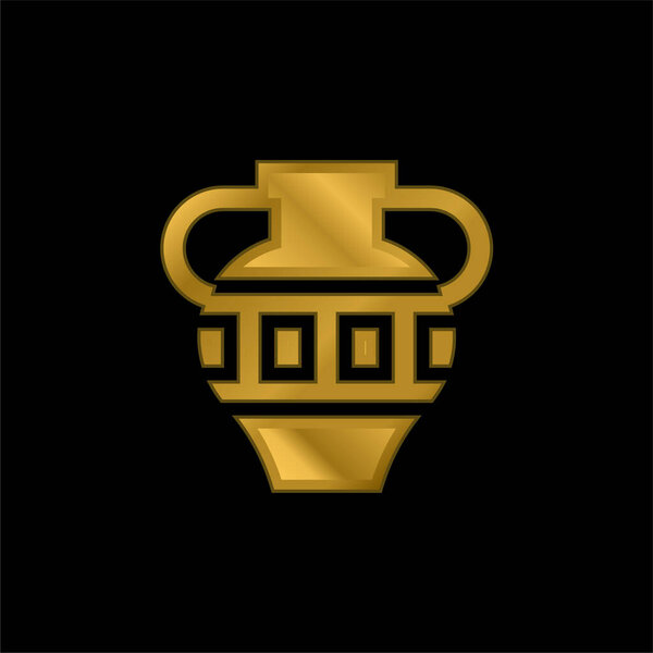 Amphora gold plated metalic icon or logo vector
