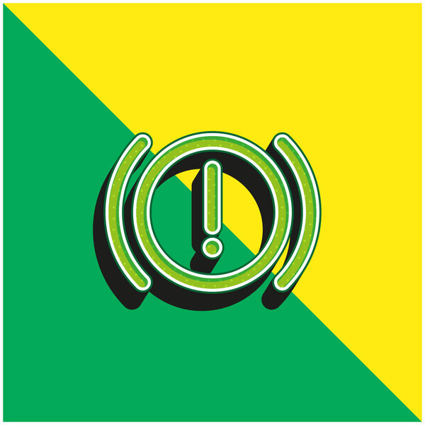 Сигнал тревоги Зеленый и желтый современный трехмерный векторный логотип