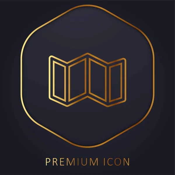 Big Map Folded Golden Line Premium Logo Icon — Stock Vector