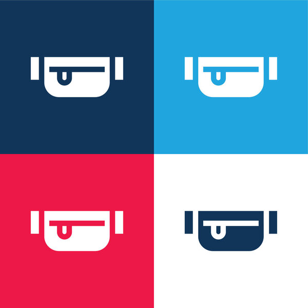 Belt Pouch blue and red four color minimal icon set