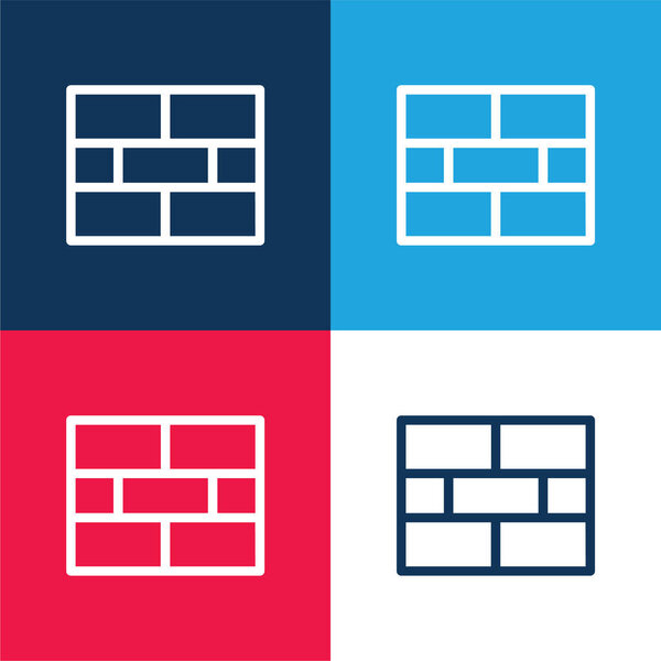 Brick Wall blue and red four color minimal icon set