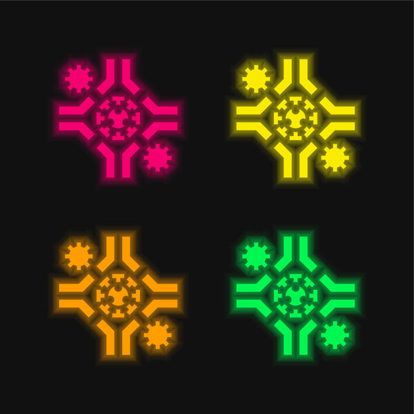 Antibody four color glowing neon vector icon