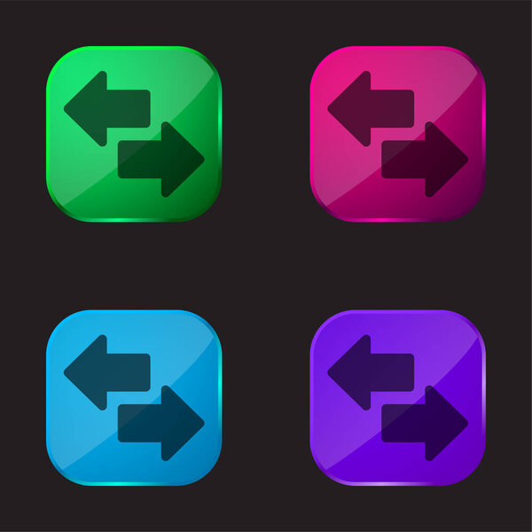 Arrows four color glass button icon