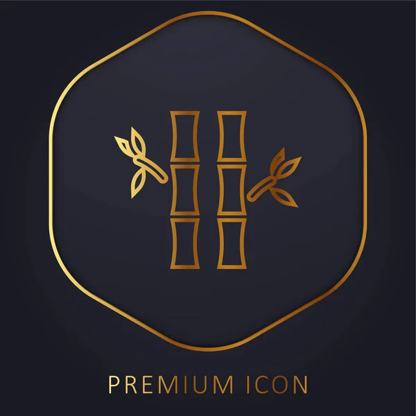 Logo Atau Ikon Premium Garis Emas Bambu - Stok Vektor