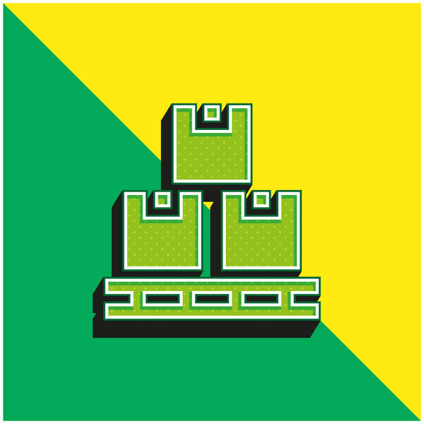 Box Green and yellow modern 3d vector icon logo