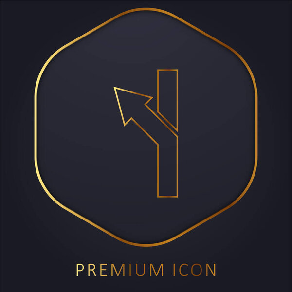 Стрелка Поворот влево золотая линия премиум логотип или значок