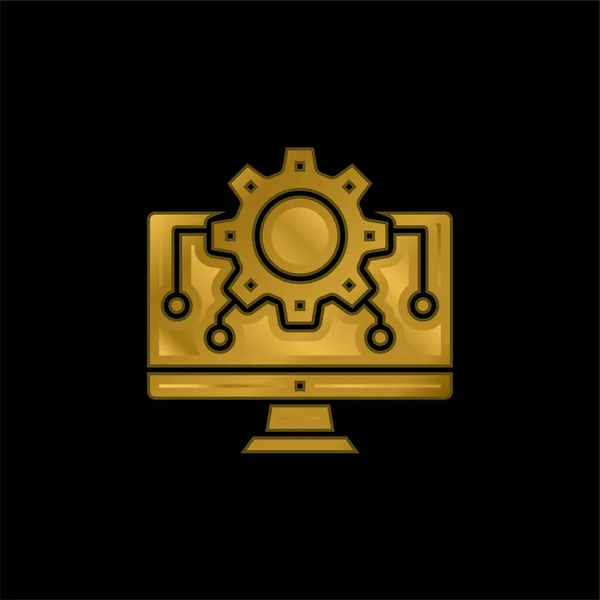 Algoritmo Chapado Oro Icono Metálico Logo Vector — Vector de stock