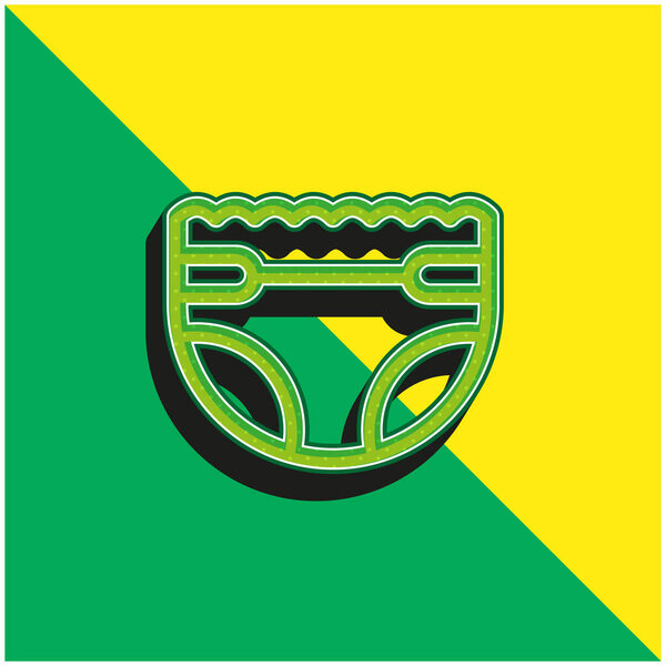 Пеленки для младенцев Зеленый и желтый современный 3d векторный логотип