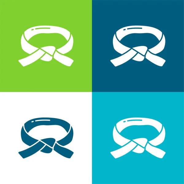 Black Belt Flat Four Color Minimal Icon Set Royalty Free Stock Vectors