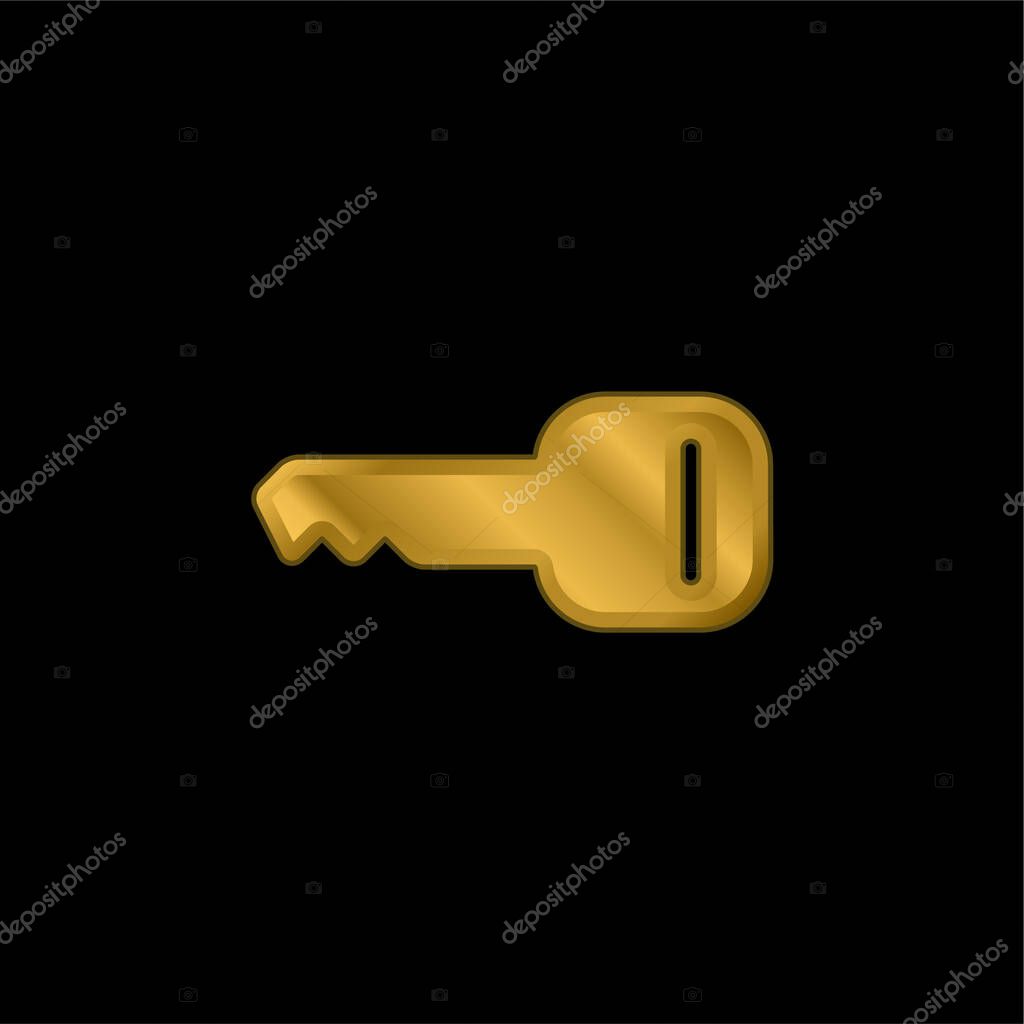 Black Key Horizontal Shape gold plated metalic icon or logo vector