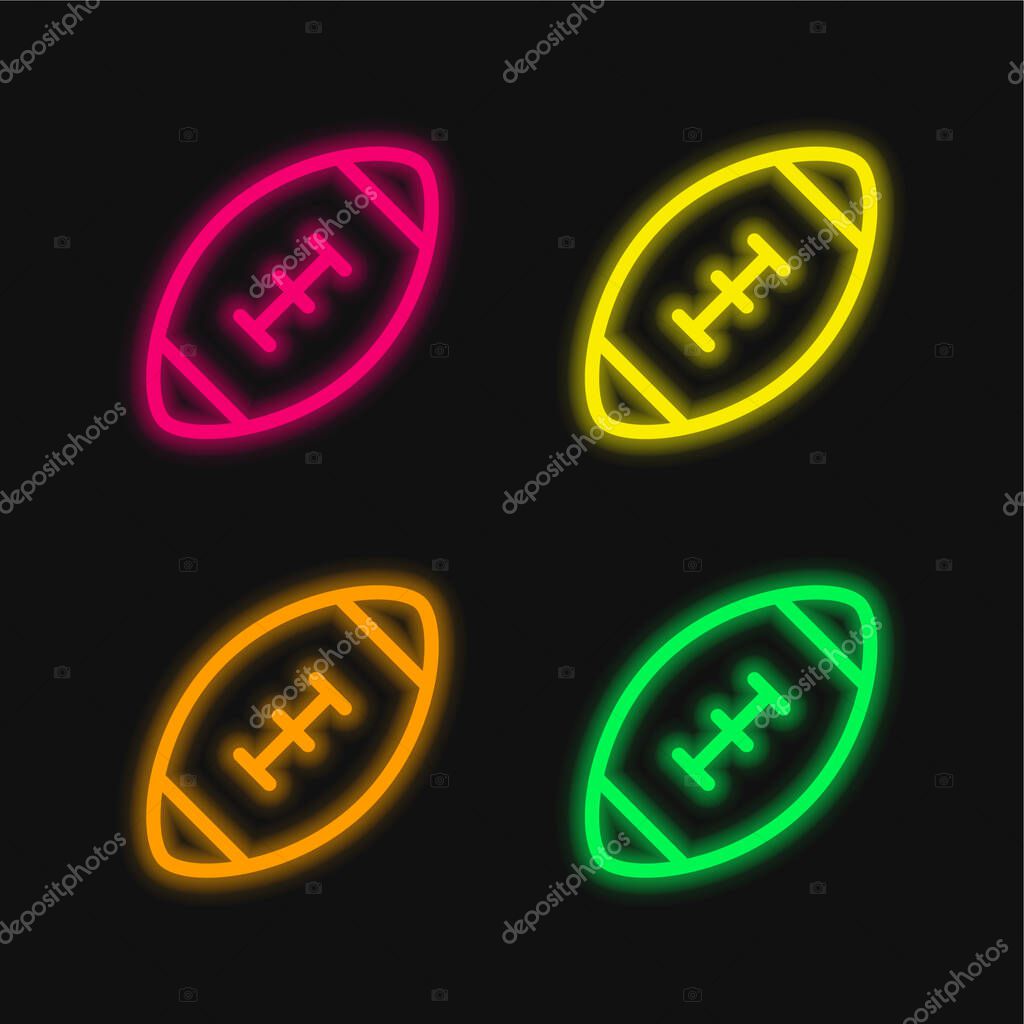 American Football Game four color glowing neon vector icon